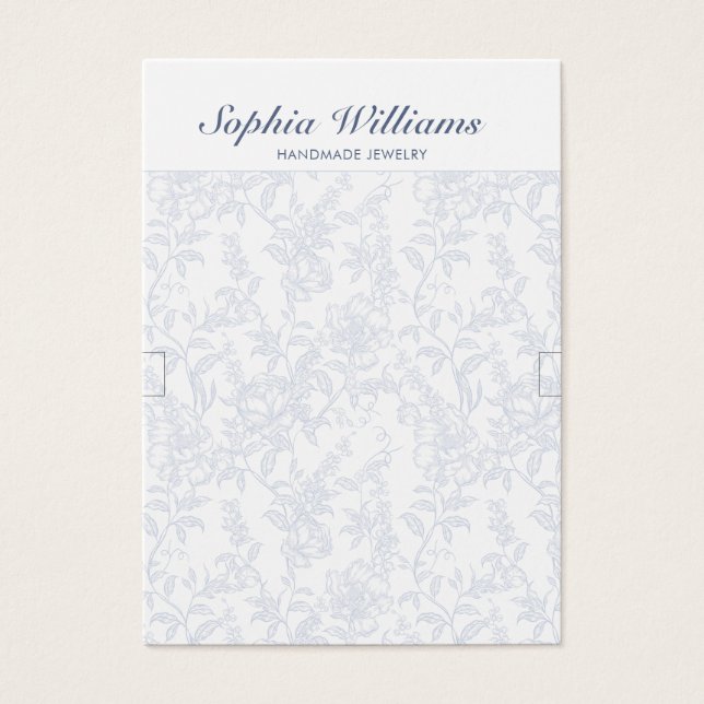 Blue Chinoiserie Floral Bracelet Display Card (Frente)