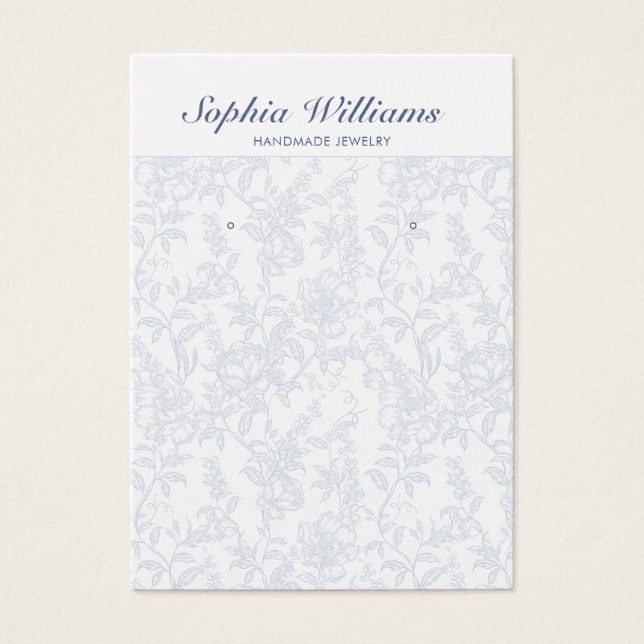 Blue Chinoiserie Floral Earring Display Card (Frente)