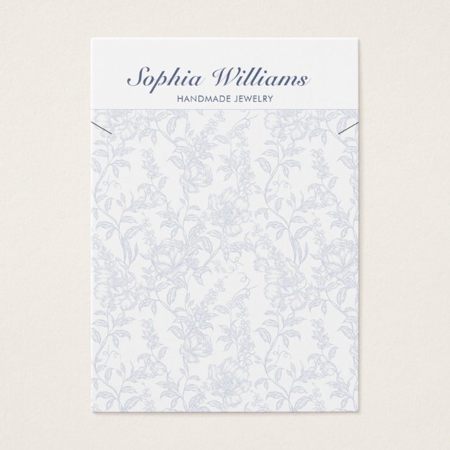 Blue Chinoiserie Floral Necklace Display Card (Frente)