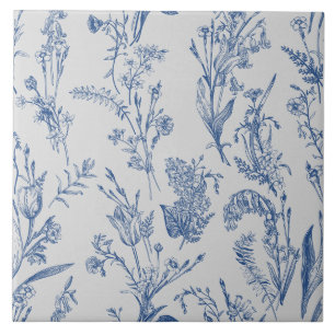 Blue Chinoiserie Floral Vintage