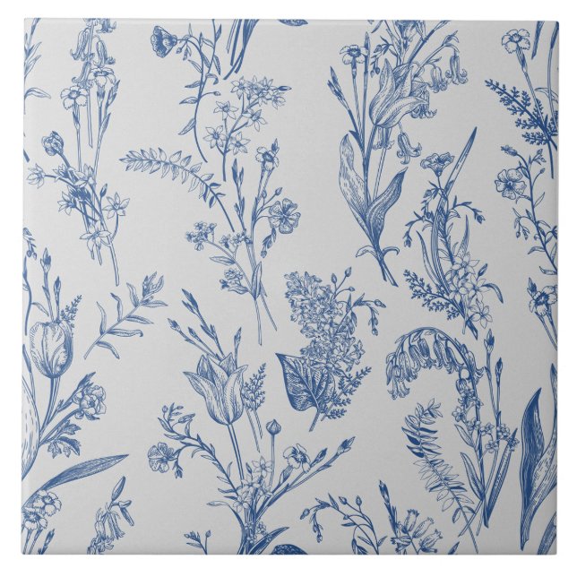 Blue Chinoiserie Floral Vintage (Frente)