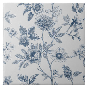 Blue Chinoiserie Floral Vintage