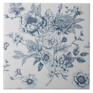Blue Chinoiserie Floral Vintage