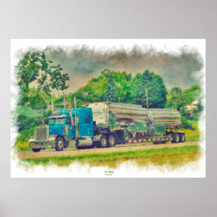 Blue Cistern Truck Highway Drivers Art Poster 6