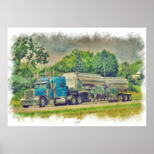 Blue Cistern Truck Highway Drivers Art Poster 6 (Frente)