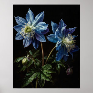 Blue Columbine Flowers Art Impressão Poster
