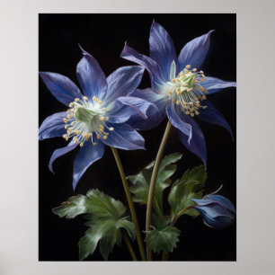 Blue Columbine Flowers Art Impressão Poster
