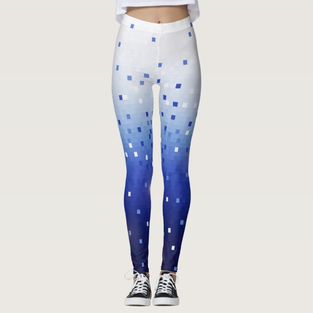 Blue Confetti Squares Leggings (Frente)