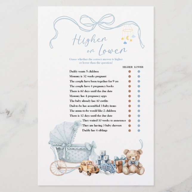 Blue Coquette Baby Carriage Higher or Lower  (Frente)