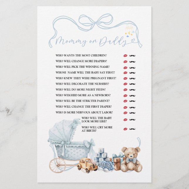 Blue Coquette Baby Carriage Mommy or Daddy (Frente)