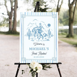 Blue Cowboy 1st Birthday Party Welcome Sign