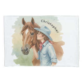 Blue Cowboy Kissing a Horse Birthday Party Gift