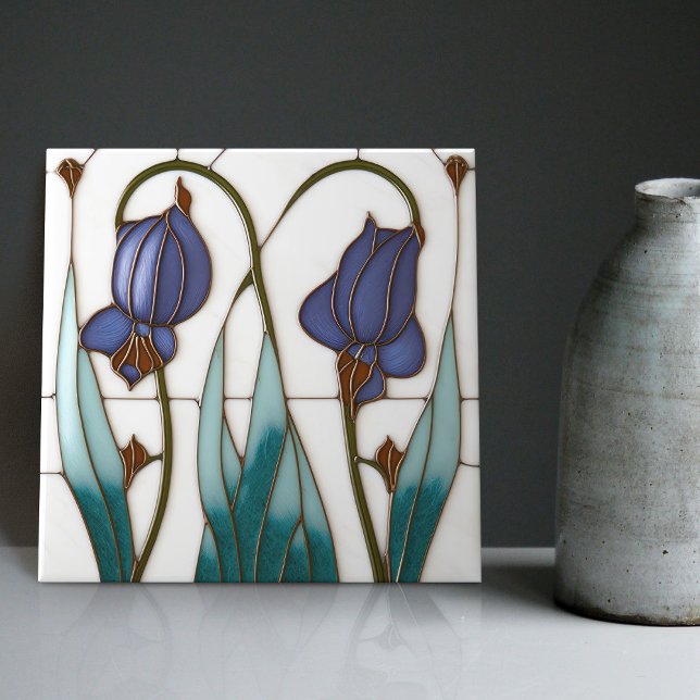 Blue Crocus Wall Decor Art Nouveau Art Deco (Criador carregado)