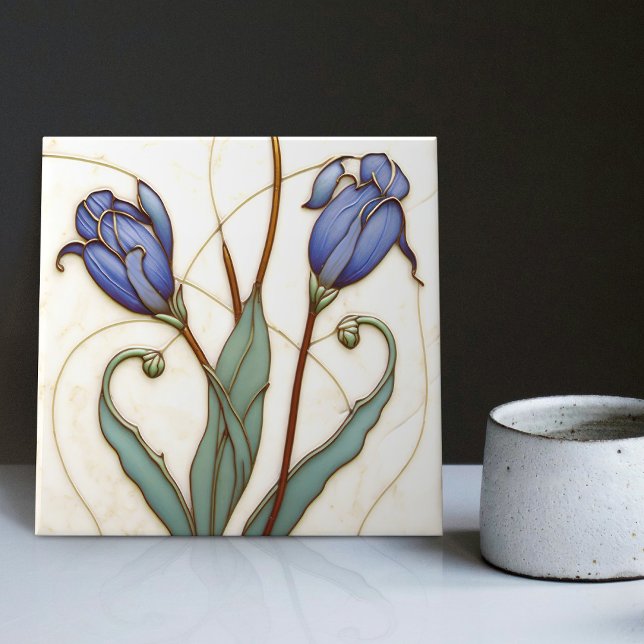 Blue Crocus Wall Decor Art Nouveau Art Deco (Criador carregado)