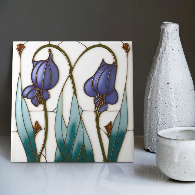 Blue Crocus Wall Decor Art Nouveau Art Deco (Criador carregado)