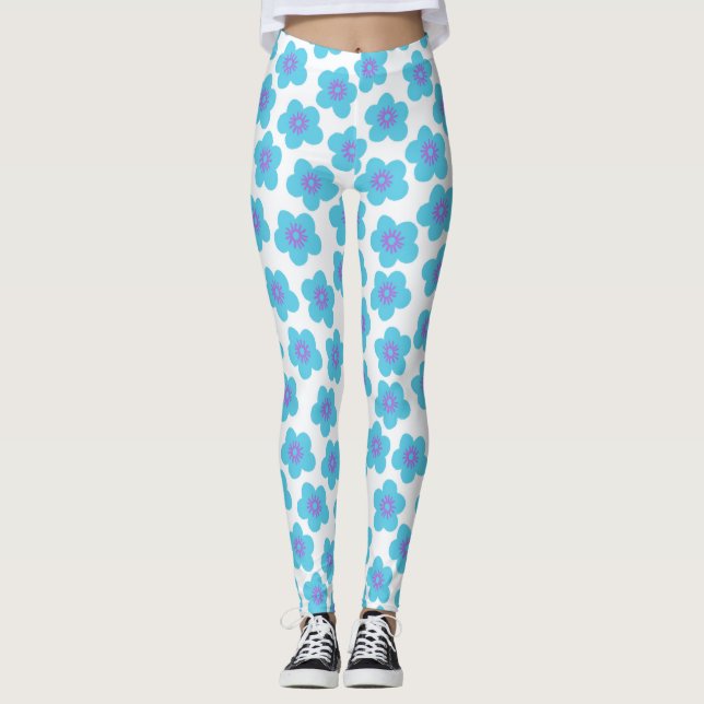 Blue Daisies Happy Comfy Leggings Vistas (Frente)