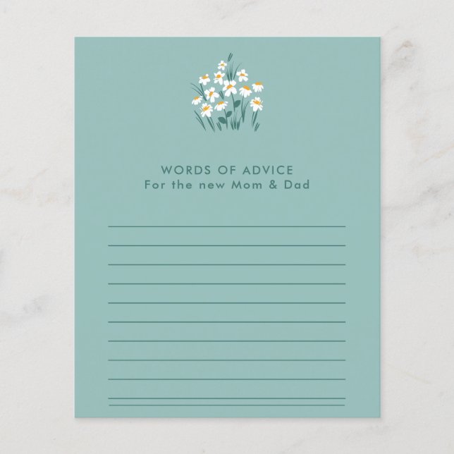 Blue daisy floral beautiful baby shower game flyer (Frente)