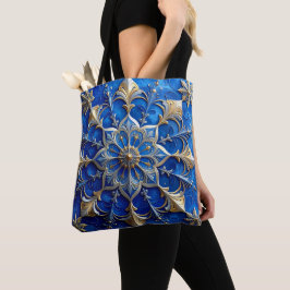 Blue Decorative Christmas Holiday Tote Bag