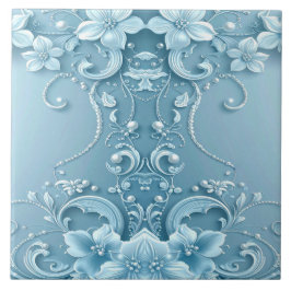 Blue Decorative Floral Ceramic Tile