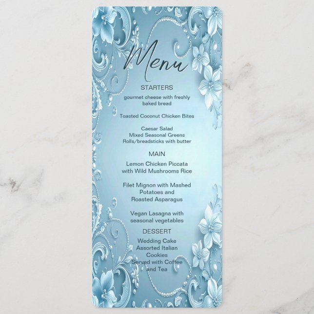 Blue Decorative Floral Menu (Frente)