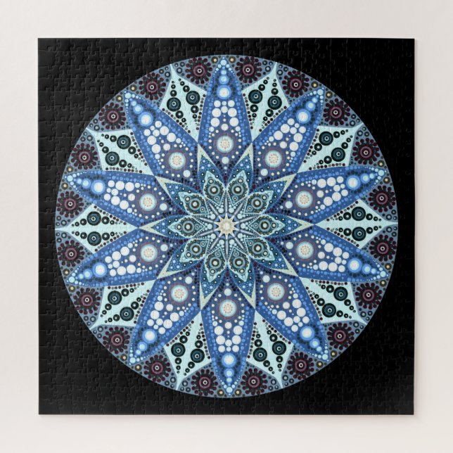 Blue Diamond Mandala Quebra-cabeça (Vertical)