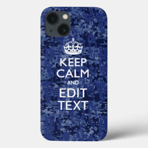 Blue Digital Camo KEEP CALM Your Text