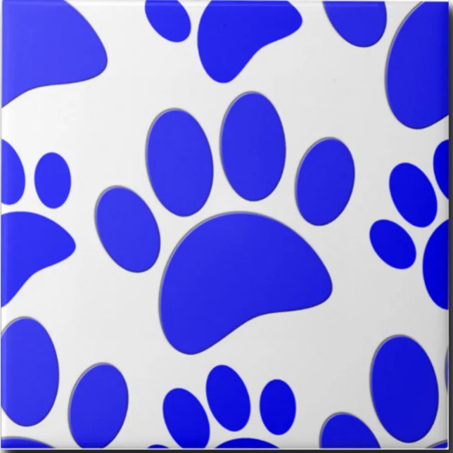 Blue Dog Paw Print Cute Puppy Ceramic Tile (Criador carregado)