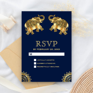 Blue Dourado Ethnic Elephants Indian RSVP