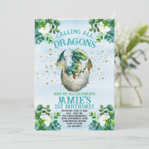 Blue Dragon Watercolor Convite de Aniversário