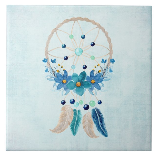 Blue Dreamcatcher Na moda Boho Design (Frente)