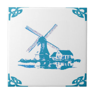 Blue Dutch Windmill Delft Look
