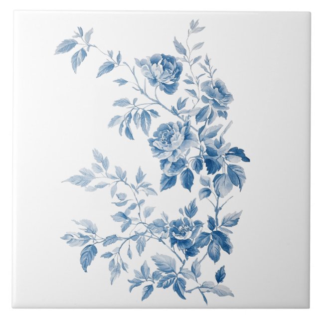 Blue Elegant Floral Vintage Design (Frente)