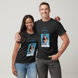 Blue Elegant Happy Birthday - Camisa de Foto