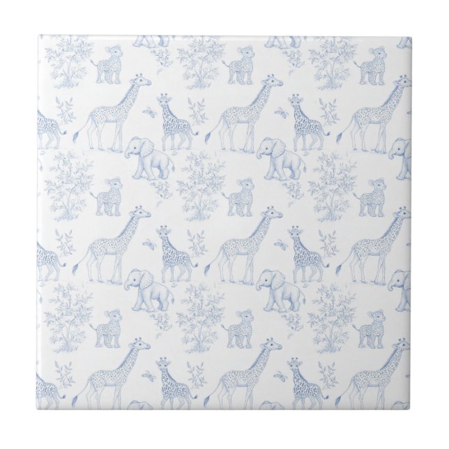 Blue Elegant Safari Toile Vintage Design (Frente)