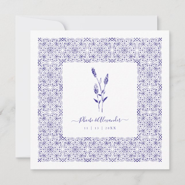 Blue Elegant Sophisticated Wedding Lace Wildflower (Frente)