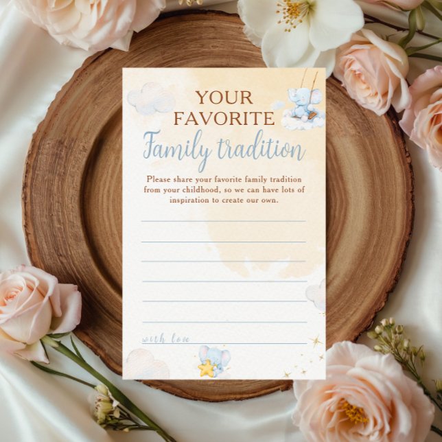 Blue Elephant Baby Shower Advice Family Tradition (Criador carregado)