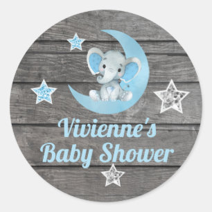 Blue Elephant Rustic Sticker Obrigado Etiqueta