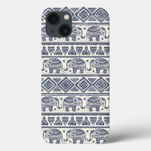 Blue Ethnic Elephant Pattern