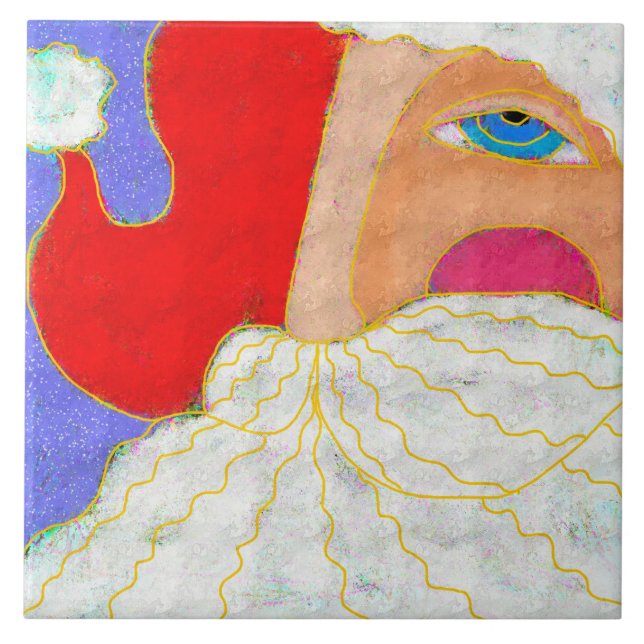 Blue Eyed Santa Claus Abstrato Art (Frente)