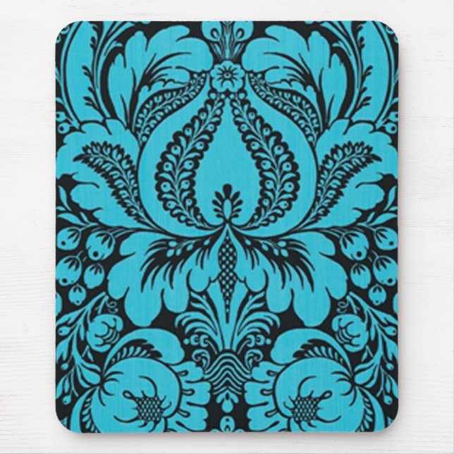 Blue Fantasy Floral Mouse Pad (Frente)