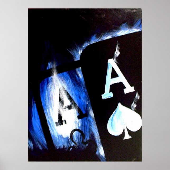 Blue Flame Pocket Aces Poker poster por Teo Alfons (Frente)