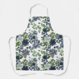 Blue Floral All-Over Print Apron