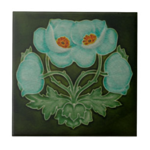 Blue Floral Art Nouveau Repro Pilkington 1910