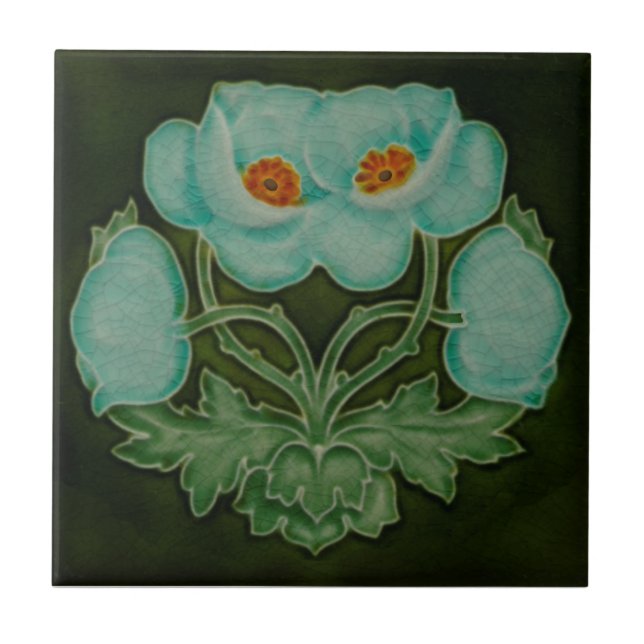 Blue Floral Art Nouveau Repro Pilkington 1910 (Frente)