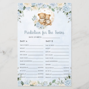 Blue Floral Baby Bears Predição para o Jogo Gêmeos