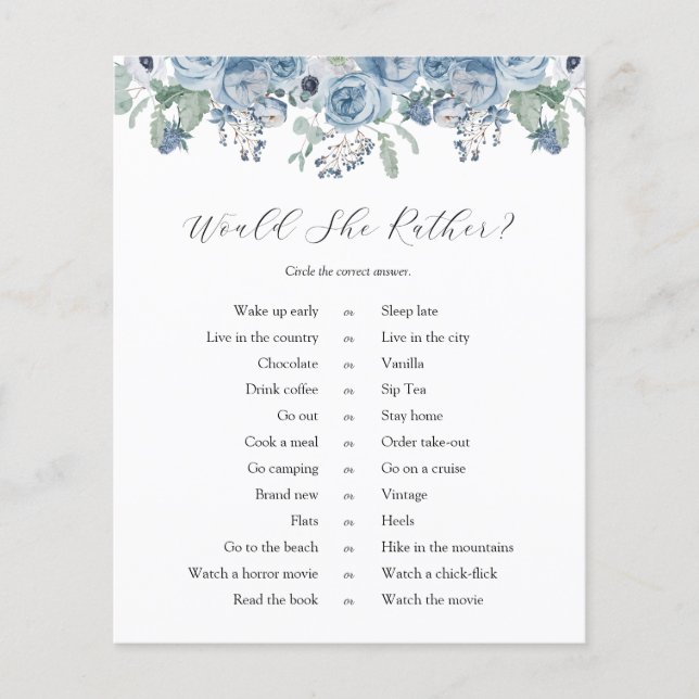 Blue Floral Bridal Ela Iria Preferencialmente Jogo (Frente)