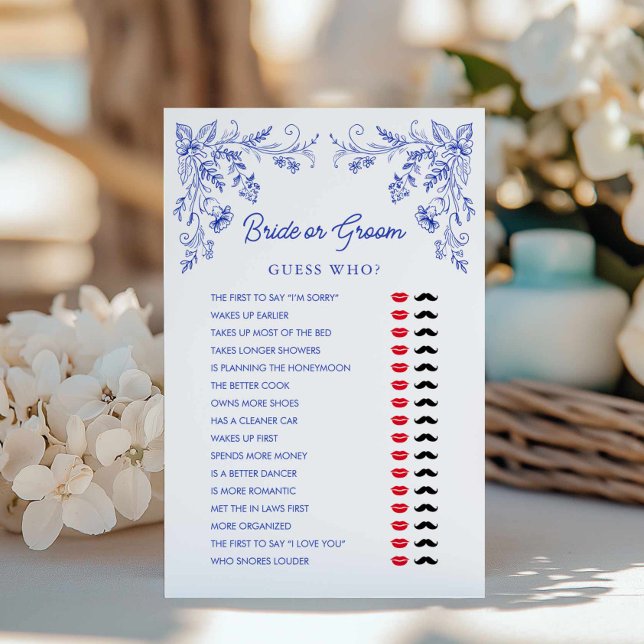 Blue Floral Bride ou Jogo de Chá de panela de Groe (Blue Floral Bride or Groom Game Card)