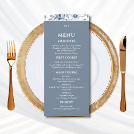 Blue Floral Chinoiserie Christian Wedding Menu