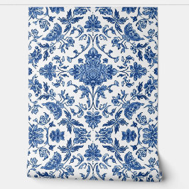 Blue Floral Chinoiserie White Watercolor