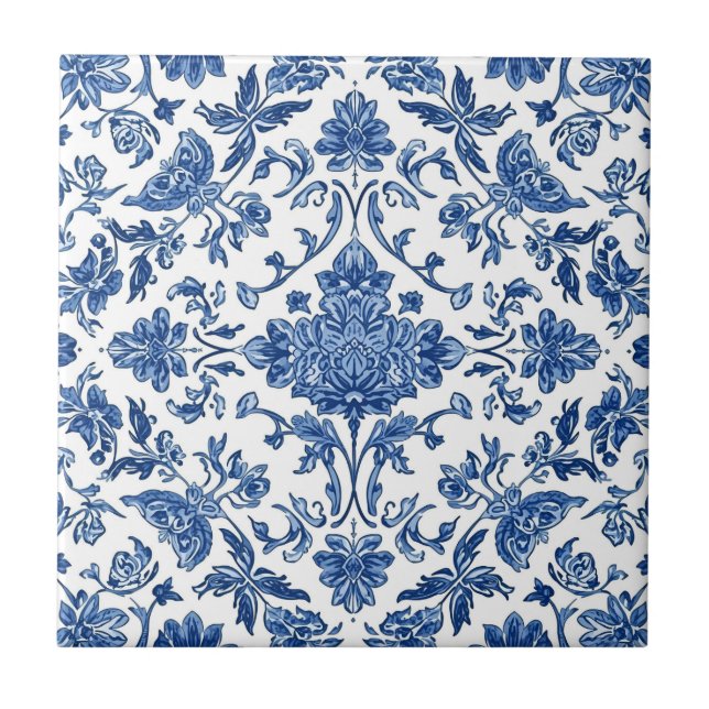 Blue Floral Chinoiserie White Watercolor (Frente)